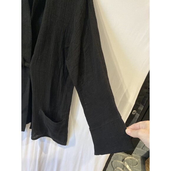 Soft Surroundings Topper Womens XS Black Cotton Knit One Button Cardigan Sweater - Picture 5 of 7